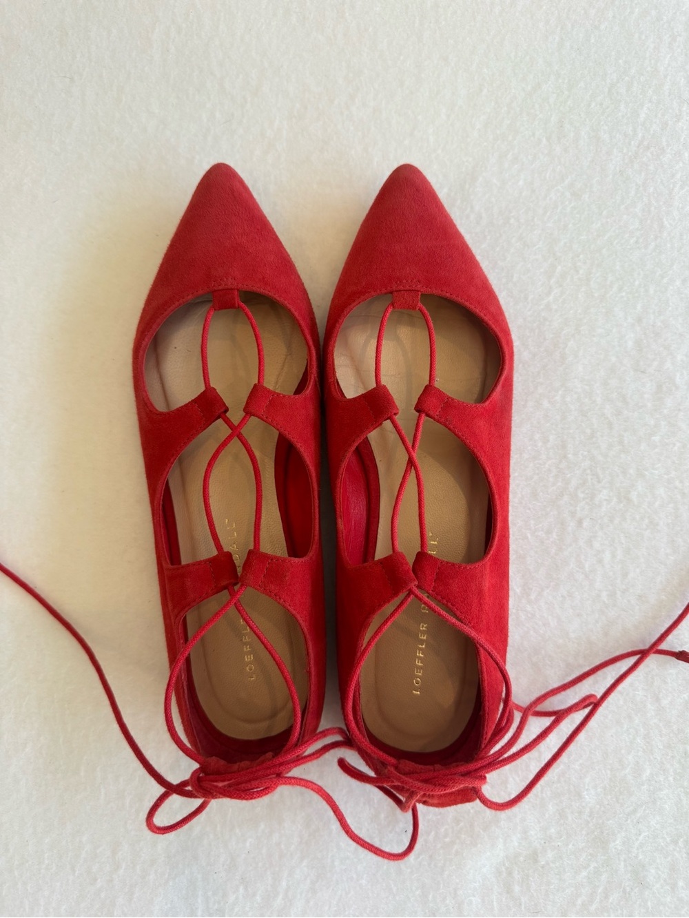 Loeffler Randall Ambra Red Suede Ballet Flats 7.5 EUC
